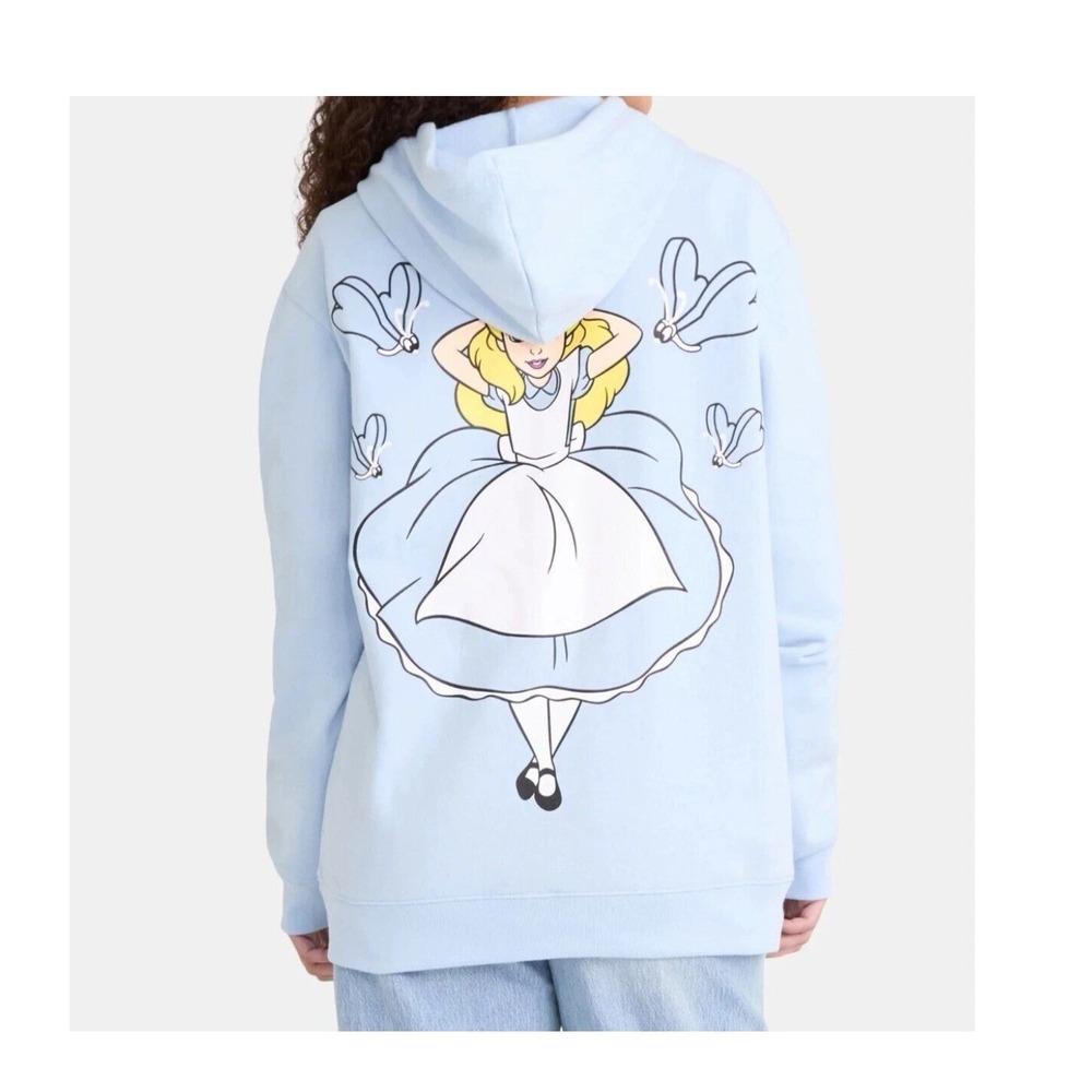 Disney Alice in Wonderland Women's Hoodie, Size Small (4-6), Relaxed Fit, Blue